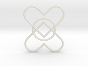 2 Hearts 1 Ring Pendant in White Natural Versatile Plastic