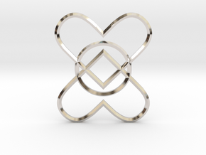 2 Hearts 1 Ring Pendant in Rhodium Plated Brass