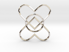 2 Hearts 1 Ring Pendant in Platinum