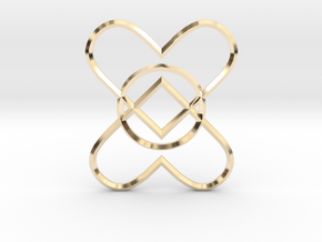 2 Hearts 1 Ring Pendant in 14k Gold Plated Brass