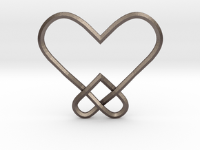 Double Heart Knot Pendant in Polished Bronzed-Silver Steel