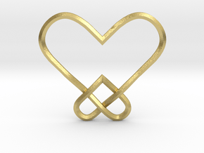 Double Heart Knot Pendant in Natural Brass