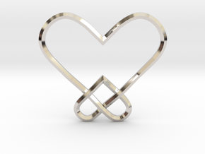 Double Heart Knot Pendant in Rhodium Plated Brass