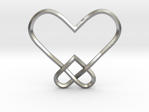 Double Heart Knot Pendant in Natural Silver