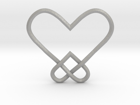 Double Heart Knot Pendant in Aluminum
