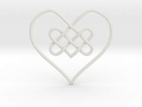 Knotty Heart Pendant in White Natural Versatile Plastic