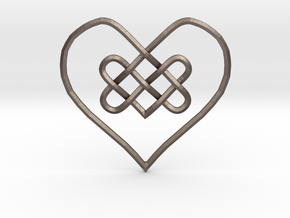Knotty Heart Pendant in Polished Bronzed-Silver Steel