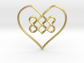 Knotty Heart Pendant in Natural Brass