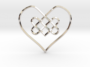 Knotty Heart Pendant in Rhodium Plated Brass