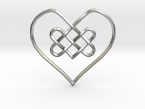 Knotty Heart Pendant in Natural Silver
