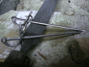 Rapier Earrings (17th c. Sword) in Polished Bronzed Silver Steel