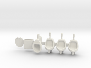 Toilet and urinals 01.  1:22.5 Scale in White Natural Versatile Plastic