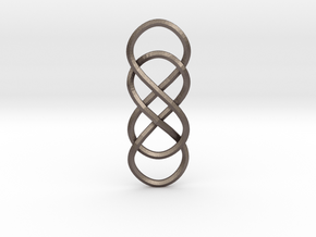 Double Infinity pendant in Polished Bronzed-Silver Steel