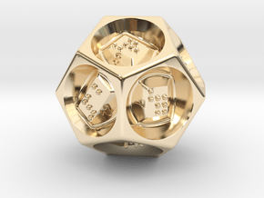 D12 Dice - Braille in 14K Yellow Gold