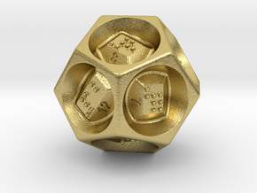 D12 Dice - Braille in Natural Brass