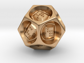 D12 Dice - Braille in Polished Bronze