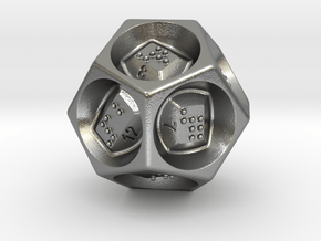 D12 Dice - Braille in Natural Silver