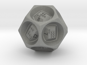 D12 Dice - Braille in Gray PA12
