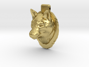 Wolf Pendant in Natural Brass