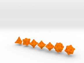 Polyhedral Dice Crenelated in Orange Processed Versatile Plastic
