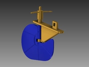 P boat rudder post, servo arm & rudder blade 1/48 in Natural Brass