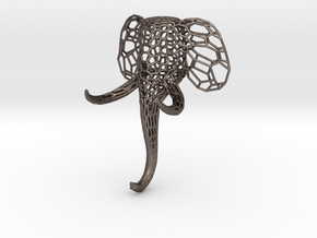 Small elephant clothes-hanger Voronoi in Polished Bronzed-Silver Steel