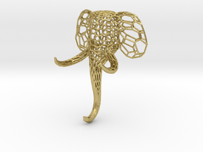Small elephant clothes-hanger Voronoi in Natural Brass