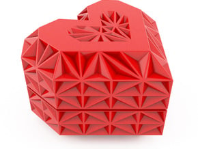 Heart Jewelry Box in Red Processed Versatile Plastic