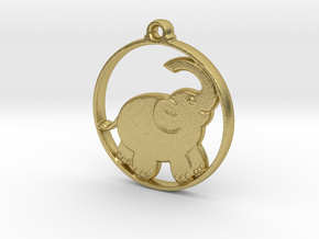 Baby Elephant Pendant in Natural Brass