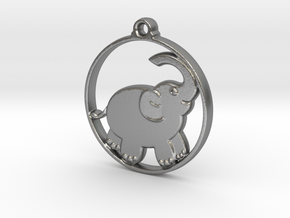 Baby Elephant Pendant in Natural Silver
