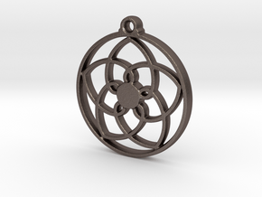 Lotus Pendant VII in Polished Bronzed-Silver Steel