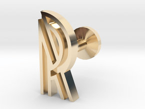 Letter R in 14k Gold Plated Brass