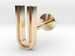 Letter U in 14k Gold Plated Brass