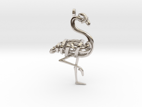 Flamingo Pendant in Rhodium Plated Brass
