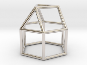 0767 J18 Elongated Triangular Cupola E (a=1cm) #1 in Rhodium Plated Brass