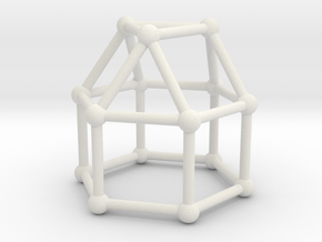 0768 J18 Elongated Triangular Cupola (a=1cm) #2 in White Natural Versatile Plastic