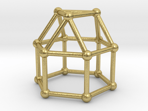 0768 J18 Elongated Triangular Cupola (a=1cm) #2 in Natural Brass