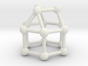0769 J18 Elongated Triangular Cupola (a=1cm) #3 in White Natural Versatile Plastic