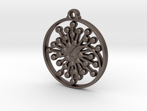 Floral Pendant VI in Polished Bronzed-Silver Steel