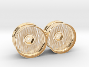 Hexagonal Grid Rim 1:10 Scale X2 in 14k Gold Plated Brass