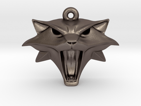 Witcher Cat School Pendant in Polished Bronzed-Silver Steel