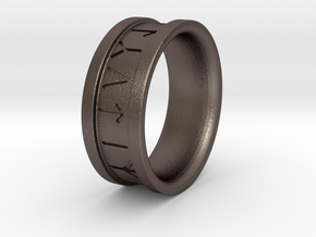 Rune Ring - Size 10 in Polished Bronzed-Silver Steel