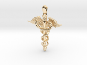 cadeceus pendant 2.5" in 14k Gold Plated Brass