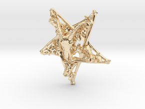 Goat Skull Jewelry Pendant Necklace, Pentagram in 14k Gold Plated Brass