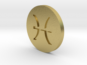 Pisces Coin in Natural Brass