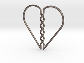 Tangled Heart in Polished Bronzed-Silver Steel