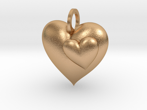 2 Hearts Pendant in Natural Bronze