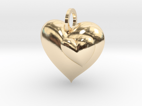 2 Hearts Pendant in 14k Gold Plated Brass