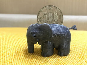 Elephant pigbank in Polished and Bronzed Black Steel