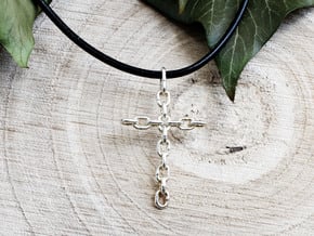 Chain Cross Pendant - Christian Jewelry in Natural Silver
